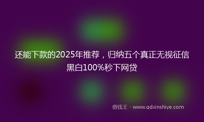 还能下款的2025年推荐，归纳五个真正无视征信黑白100%秒下网贷