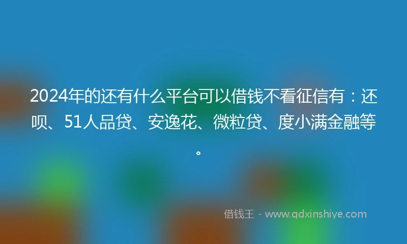 2024年的还有什么平台可以借钱不看征信有：还呗、51人品贷、安逸花、微粒贷、度小满金融等。