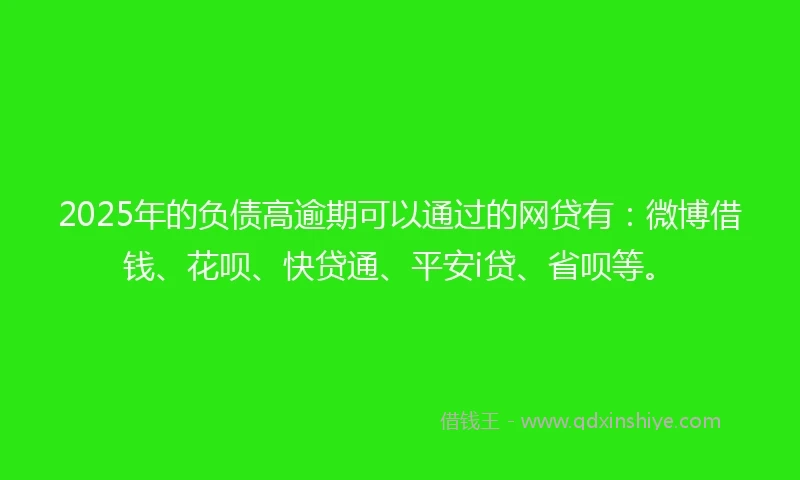 2025年的负债高逾期可以通过的网贷有：微博借钱、花呗、快贷通、平安i贷、省呗等。