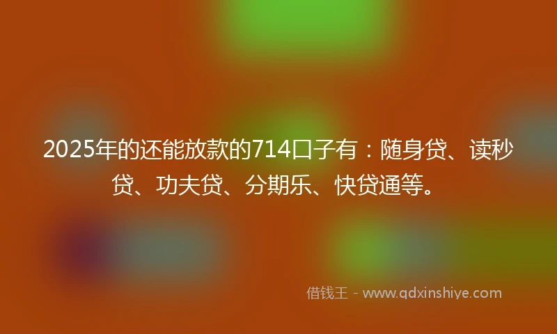 2025年的还能放款的714口子有：随身贷、读秒贷、功夫贷、分期乐、快贷通等。