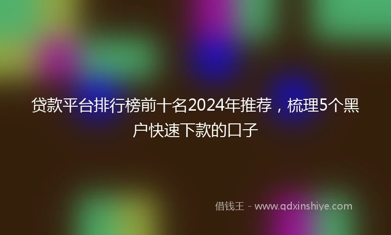 贷款平台排行榜前十名2024年推荐，梳理5个黑户快速下款的口子