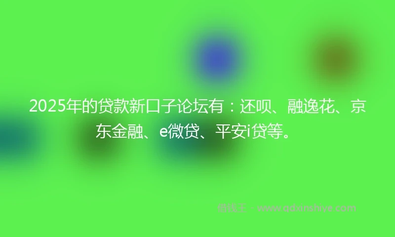 2025年的贷款新口子论坛有：还呗、融逸花、京东金融、e微贷、平安i贷等。