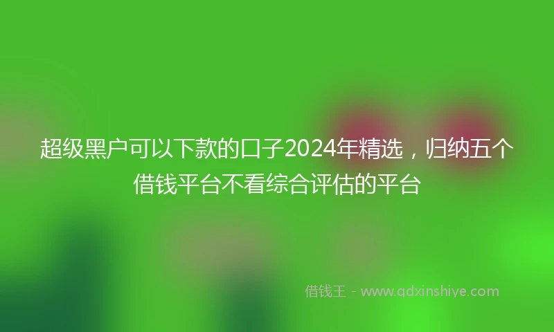 超级黑户可以下款的口子2024年精选，归纳五个借钱平台不看综合评估的平台