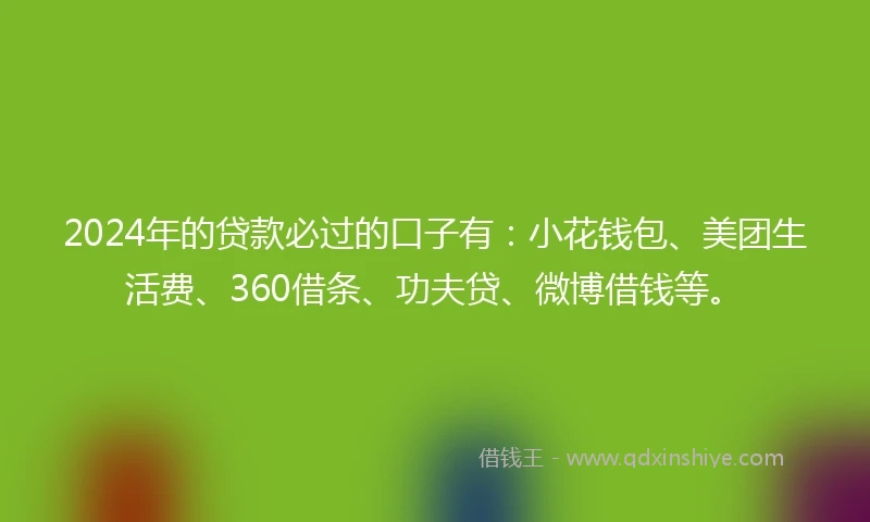 2024年的贷款必过的口子有：小花钱包、美团生活费、360借条、功夫贷、微博借钱等。