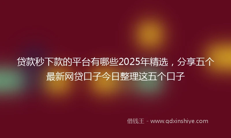 贷款秒下款的平台有哪些2025年精选，分享五个最新网贷口子今日整理这五个口子