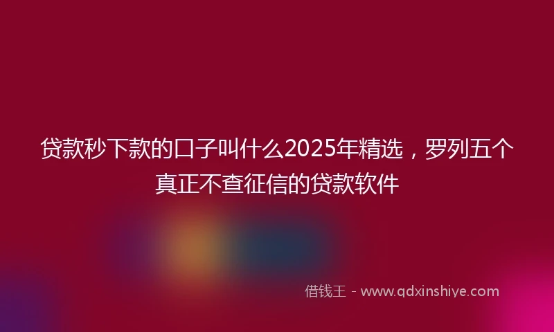贷款秒下款的口子叫什么2025年精选，罗列五个真正不查征信的贷款软件