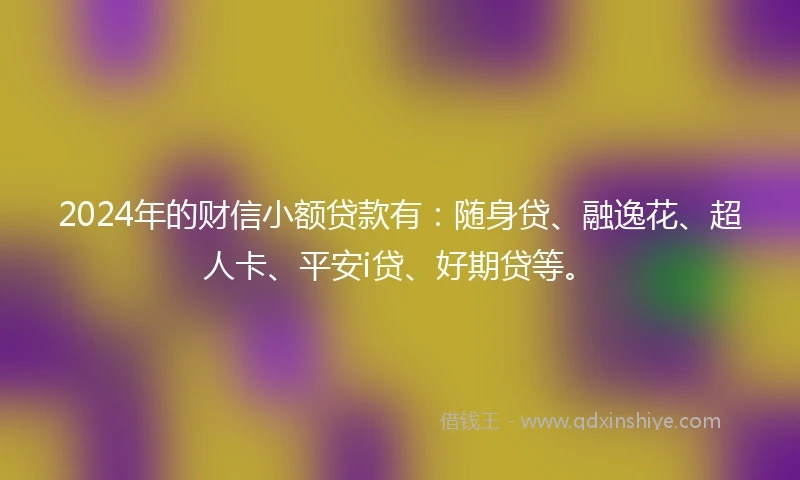 2024年的财信小额贷款有：随身贷、融逸花、超人卡、平安i贷、好期贷等。