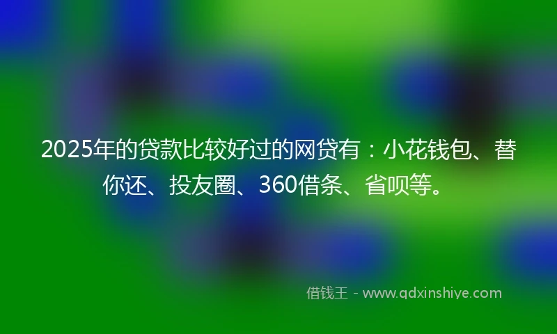 2025年的贷款比较好过的网贷有：小花钱包、替你还、投友圈、360借条、省呗等。