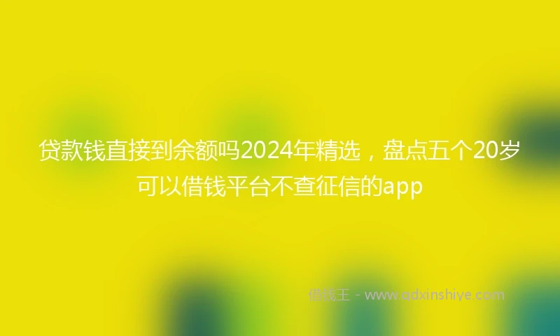 贷款钱直接到余额吗2024年精选，盘点五个20岁可以借钱平台不查征信的app