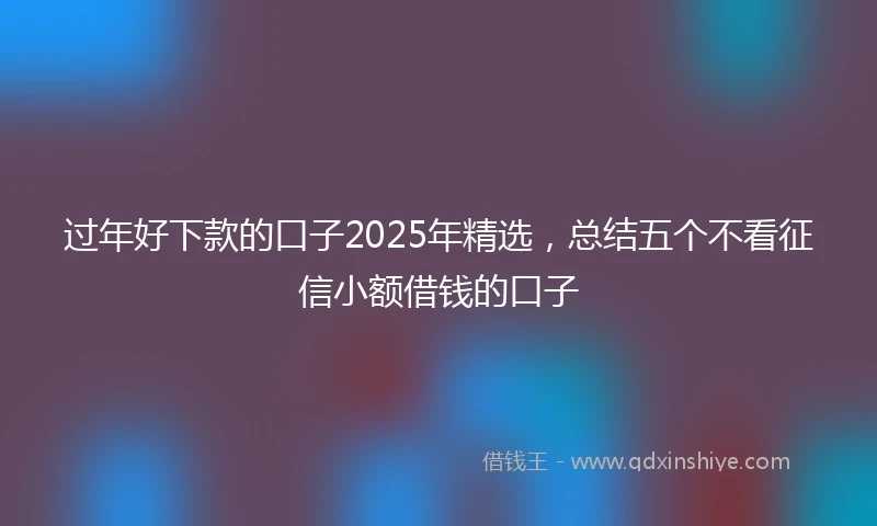 过年好下款的口子2025年精选，总结五个不看征信小额借钱的口子