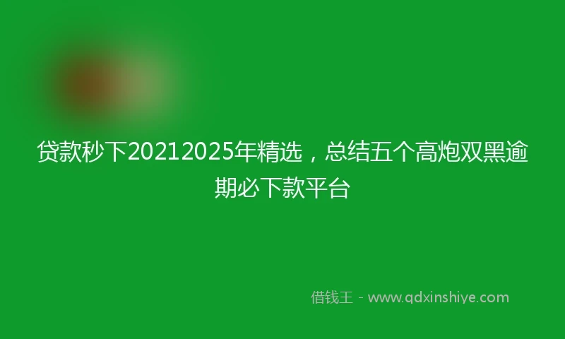 贷款秒下20212025年精选，总结五个高炮双黑逾期必下款平台