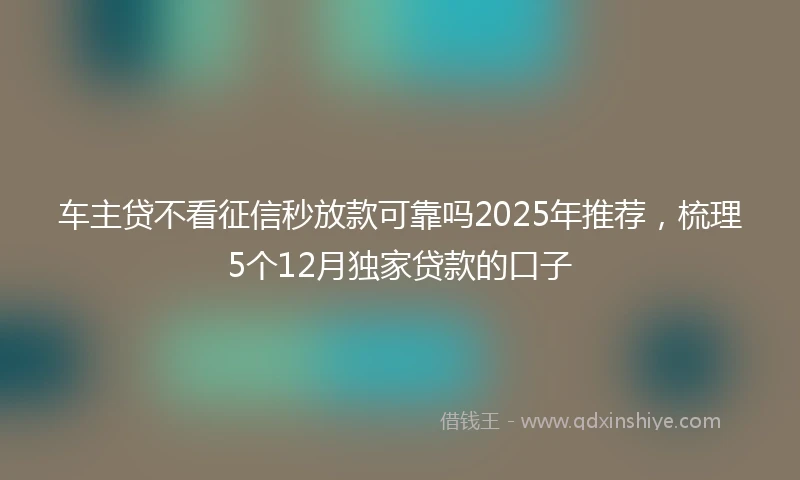 车主贷不看征信秒放款可靠吗2025年推荐，梳理5个12月独家贷款的口子