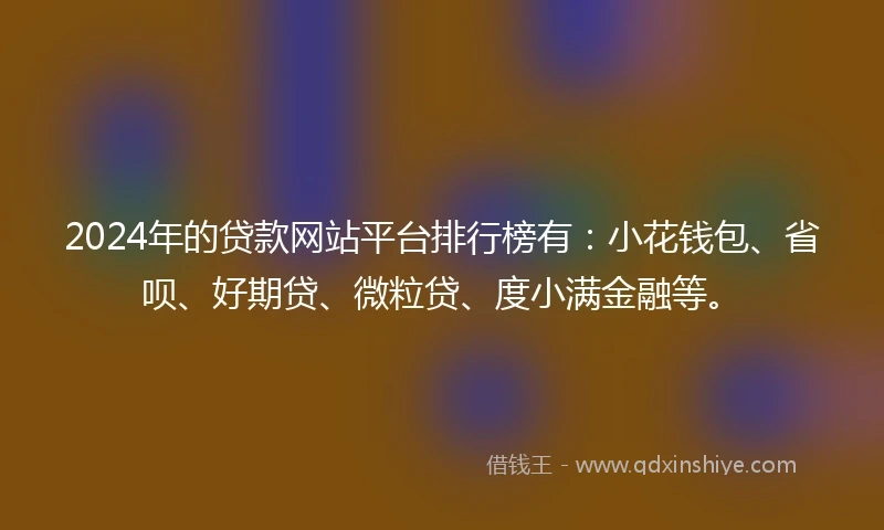 2024年的贷款网站平台排行榜有：小花钱包、省呗、好期贷、微粒贷、度小满金融等。