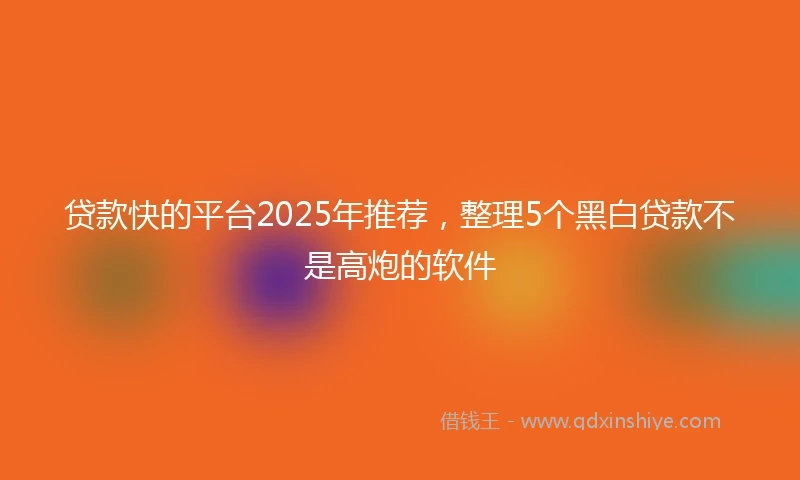 贷款快的平台2025年推荐，整理5个黑白贷款不是高炮的软件