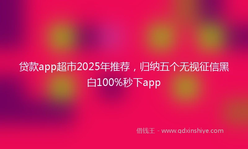 贷款app超市2025年推荐，归纳五个无视征信黑白100%秒下app