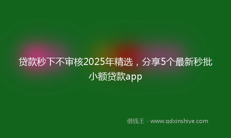 贷款秒下不审核2025年精选，分享5个最新秒批小额贷款app