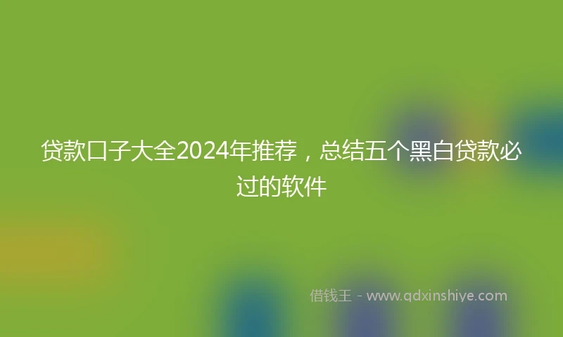 贷款口子大全2024年推荐，总结五个黑白贷款必过的软件