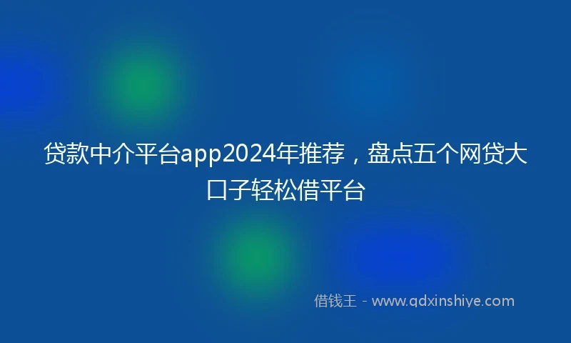 贷款中介平台app2024年推荐，盘点五个网贷大口子轻松借平台