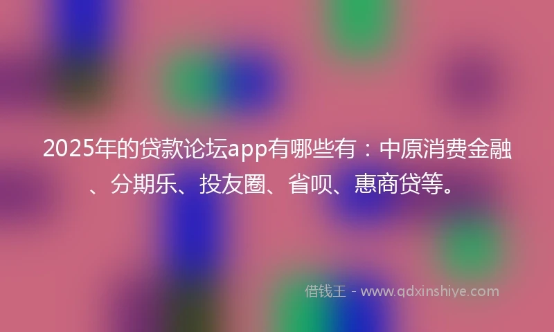 2025年的贷款论坛app有哪些有：中原消费金融、分期乐、投友圈、省呗、惠商贷等。