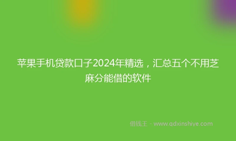 苹果手机贷款口子2024年精选，汇总五个不用芝麻分能借的软件