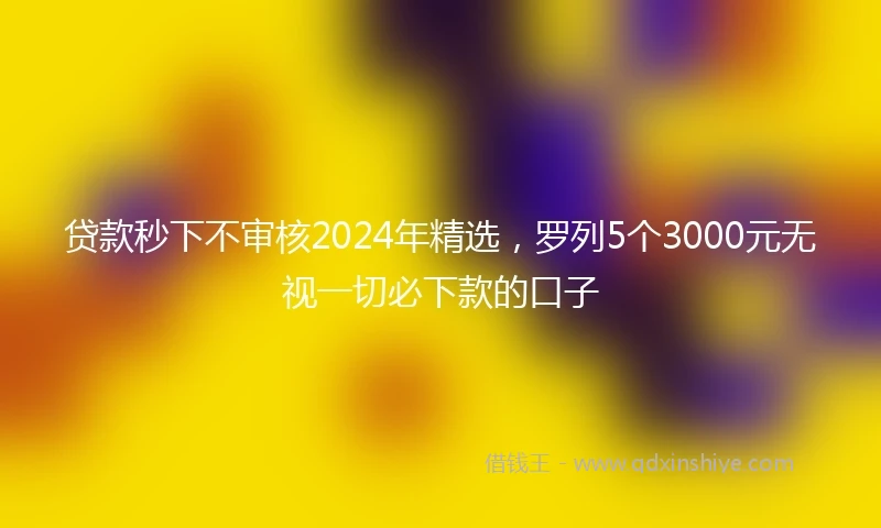 贷款秒下不审核2024年精选，罗列5个3000元无视一切必下款的口子