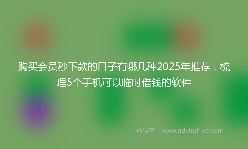 购买会员秒下款的口子有哪几种2025年推荐，梳理5个手机可以临时借钱的软件