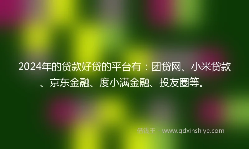 2024年的贷款好贷的平台有：团贷网、小米贷款、京东金融、度小满金融、投友圈等。