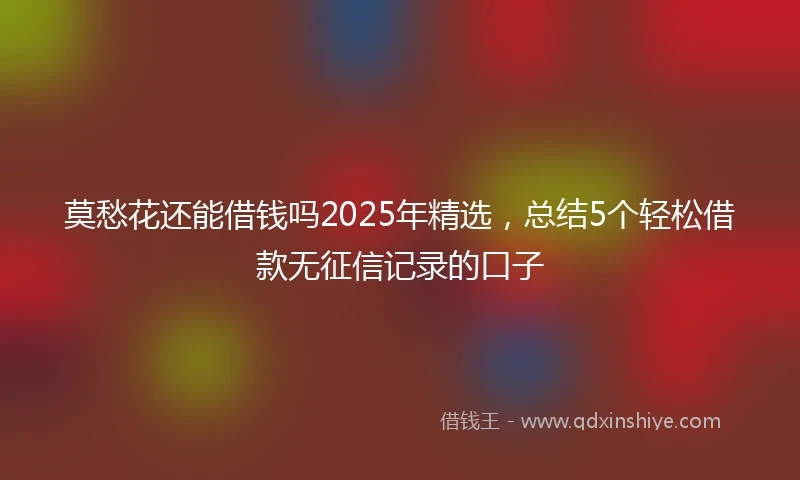 莫愁花还能借钱吗2025年精选，总结5个轻松借款无征信记录的口子