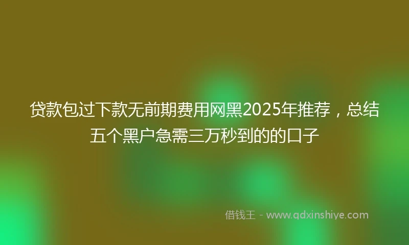 贷款包过下款无前期费用网黑2025年推荐，总结五个黑户急需三万秒到的的口子