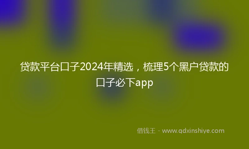 贷款平台口子2024年精选，梳理5个黑户贷款的口子必下app