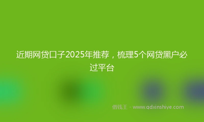 近期网贷口子2025年推荐，梳理5个网贷黑户必过平台
