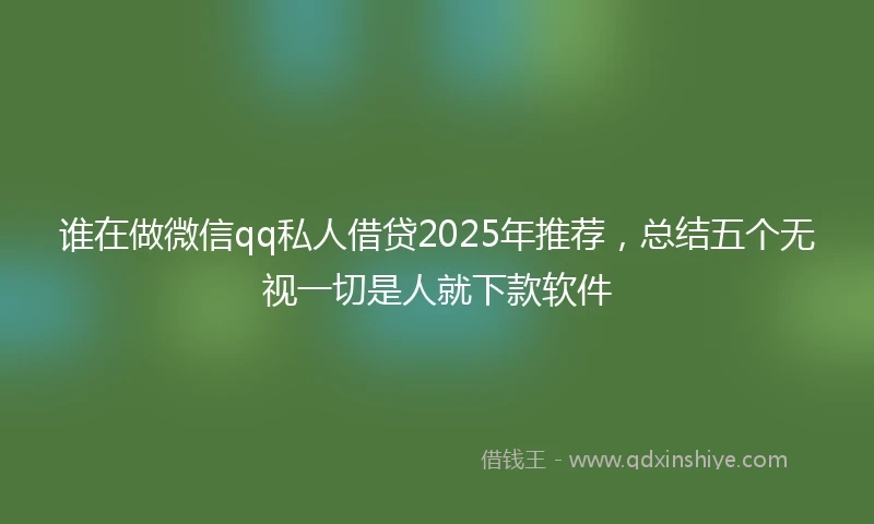 谁在做微信qq私人借贷2025年推荐，总结五个无视一切是人就下款软件