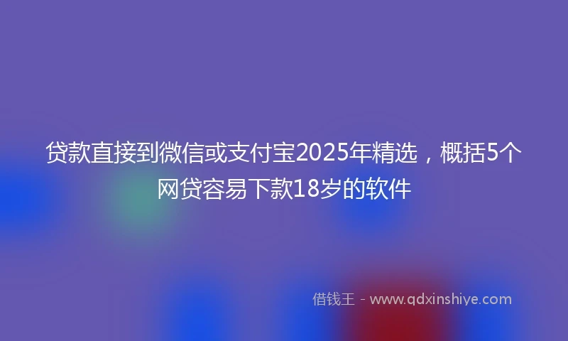 贷款直接到微信或支付宝2025年精选，概括5个网贷容易下款18岁的软件