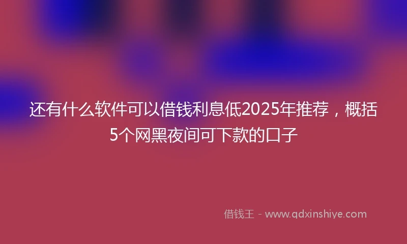 还有什么软件可以借钱利息低2025年推荐，概括5个网黑夜间可下款的口子