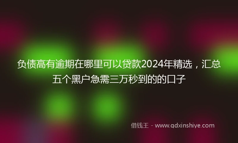 负债高有逾期在哪里可以贷款2024年精选，汇总五个黑户急需三万秒到的的口子