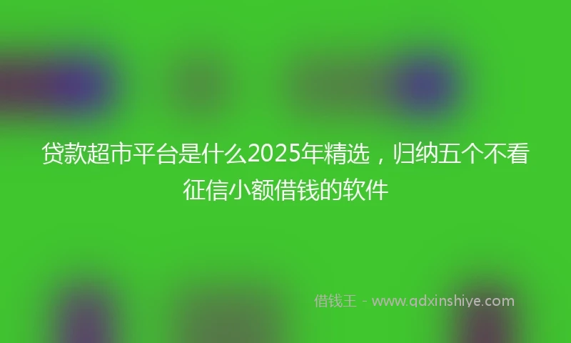贷款超市平台是什么2025年精选，归纳五个不看征信小额借钱的软件