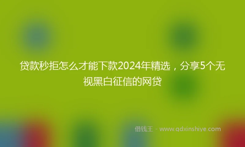 贷款秒拒怎么才能下款2024年精选，分享5个无视黑白征信的网贷