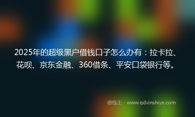 2025年的超级黑户借钱口子怎么办有：拉卡拉、花呗、京东金融、360借条、平安口袋银行等。