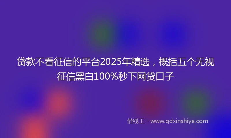 贷款不看征信的平台2025年精选，概括五个无视征信黑白100%秒下网贷口子