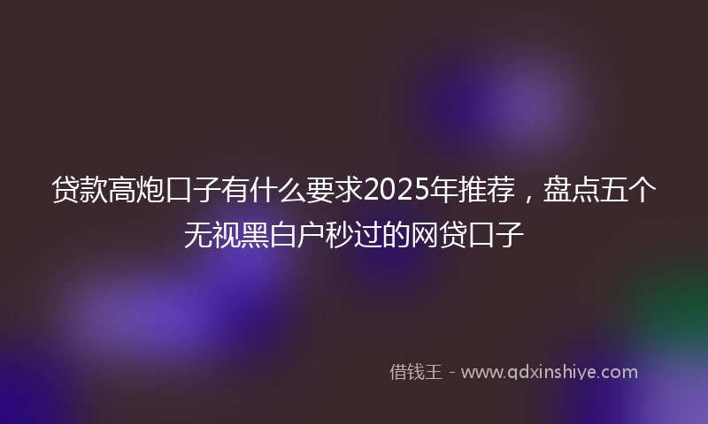 贷款高炮口子有什么要求2025年推荐，盘点五个无视黑白户秒过的网贷口子
