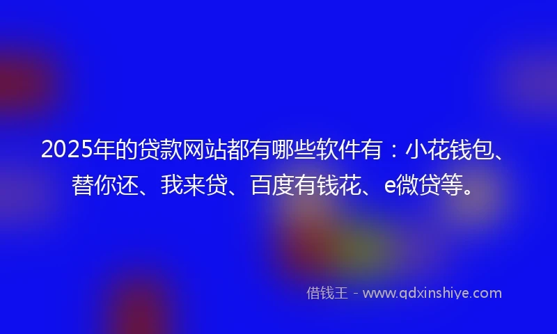 2025年的贷款网站都有哪些软件有：小花钱包、替你还、我来贷、百度有钱花、e微贷等。