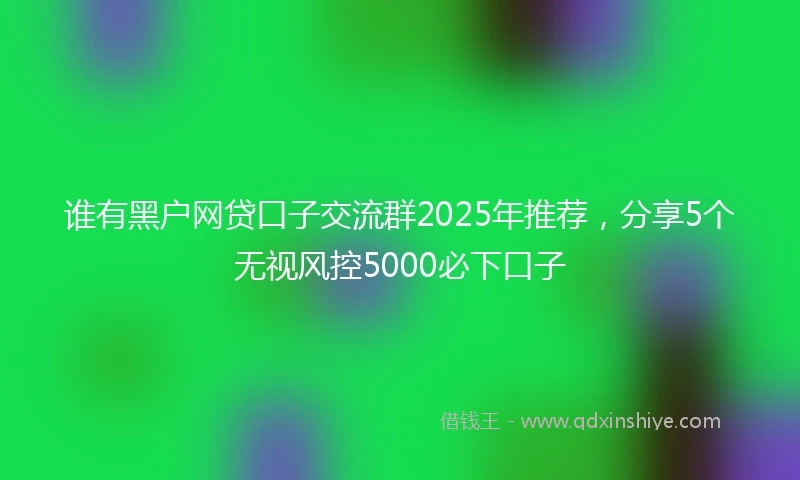 谁有黑户网贷口子交流群2025年推荐，分享5个无视风控5000必下口子
