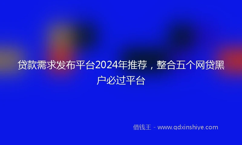 贷款需求发布平台2024年推荐，整合五个网贷黑户必过平台