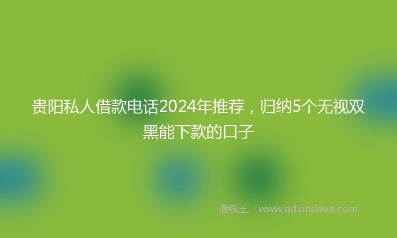 贵阳私人借款电话2024年推荐，归纳5个无视双黑能下款的口子