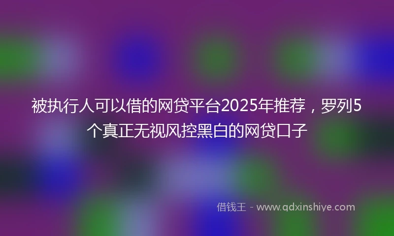 被执行人可以借的网贷平台2025年推荐，罗列5个真正无视风控黑白的网贷口子