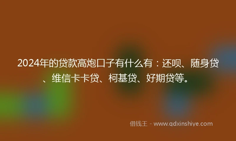 2024年的贷款高炮口子有什么有：还呗、随身贷、维信卡卡贷、柯基贷、好期贷等。