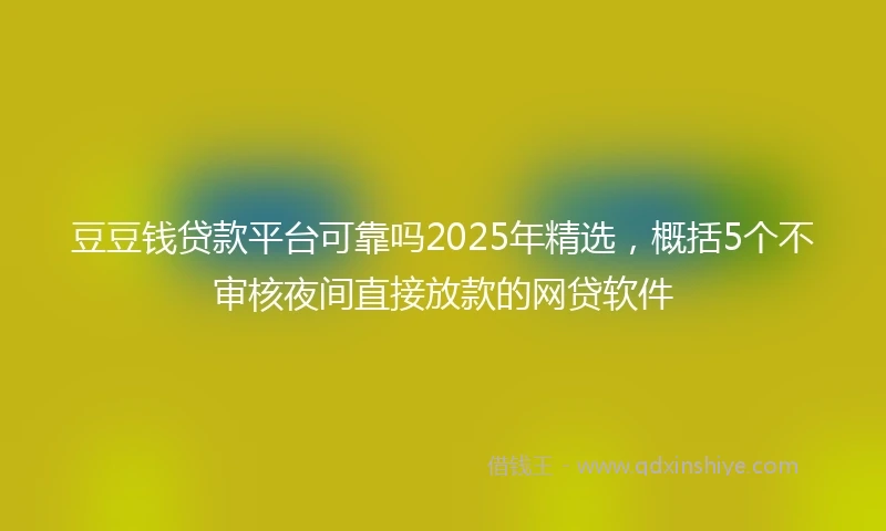 豆豆钱贷款平台可靠吗2025年精选，概括5个不审核夜间直接放款的网贷软件
