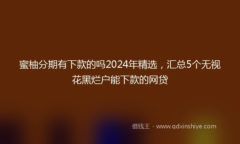 蜜柚分期有下款的吗2024年精选，汇总5个无视花黑烂户能下款的网贷