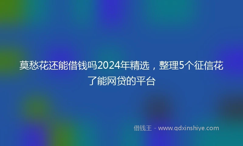 莫愁花还能借钱吗2024年精选，整理5个征信花了能网贷的平台