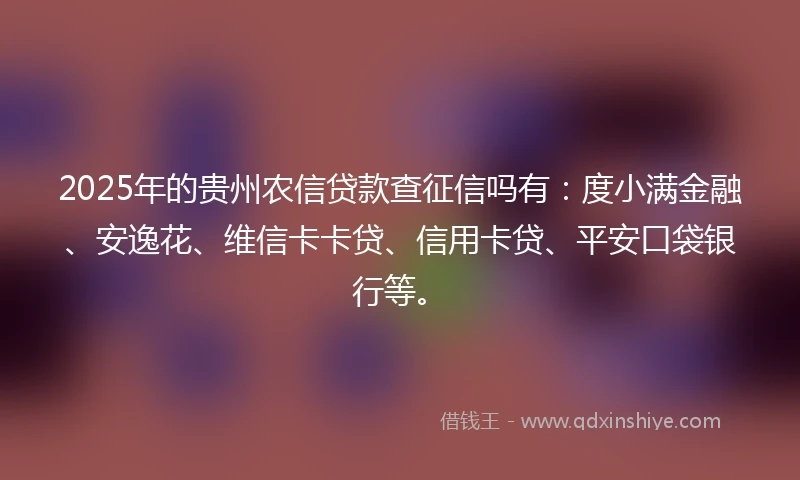 2025年的贵州农信贷款查征信吗有：度小满金融、安逸花、维信卡卡贷、信用卡贷、平安口袋银行等。
